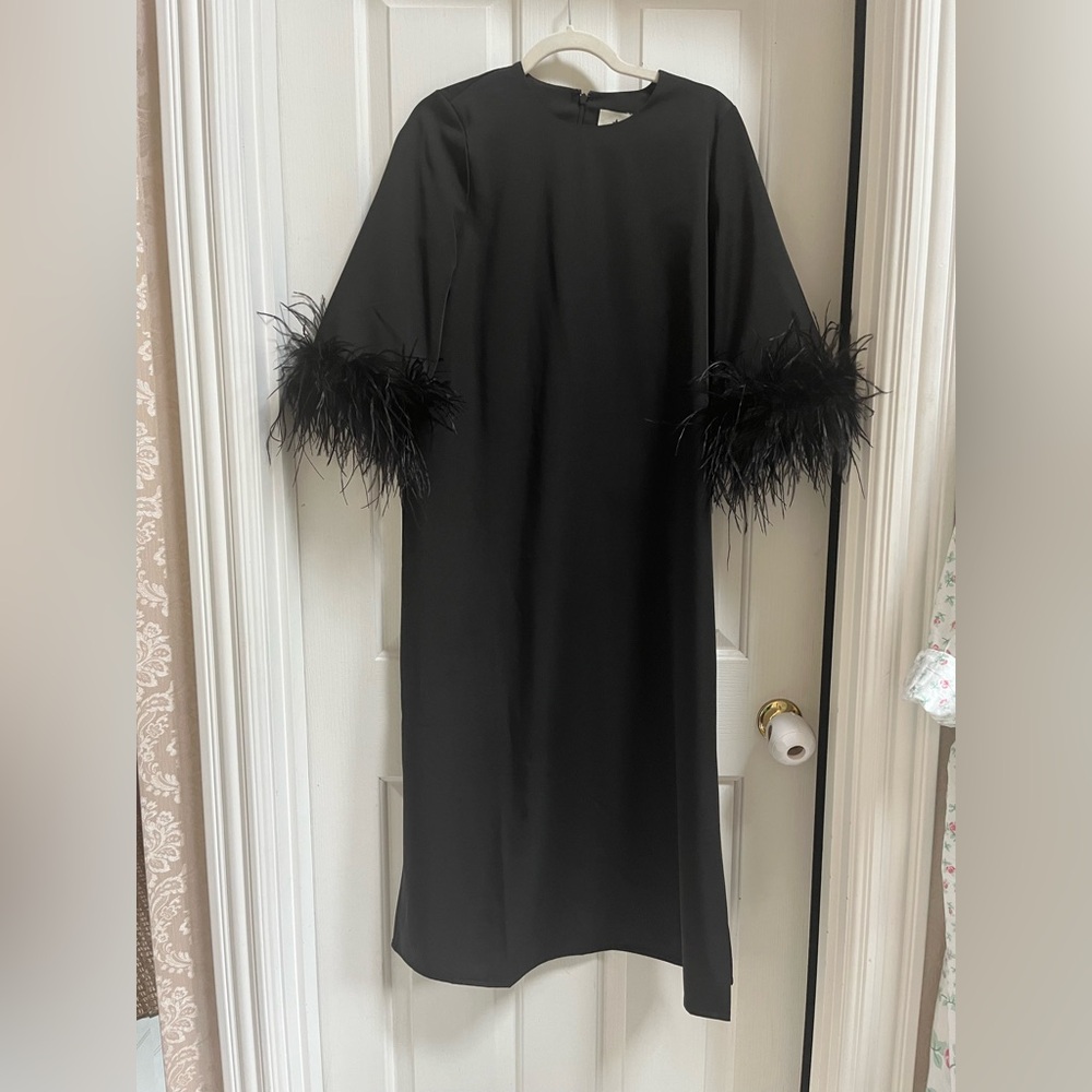Tuckernuck Black Maxi Dress with Feather Trim